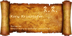 Kory Krisztofer névjegykártya